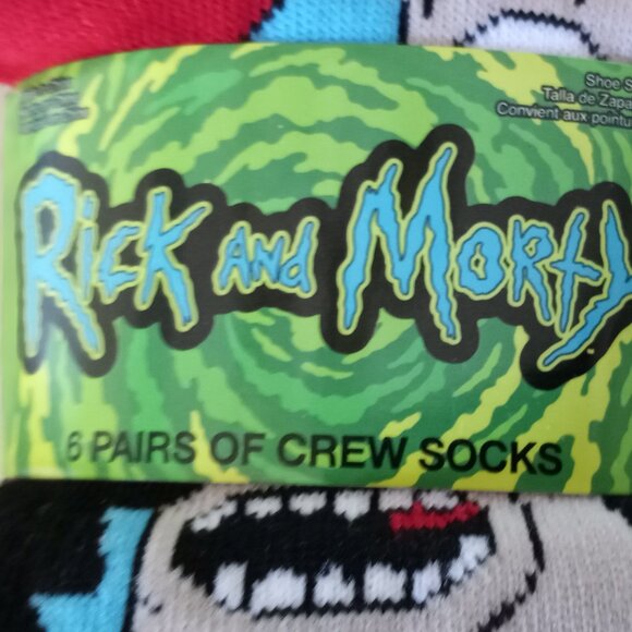 'Rick & Morty' NWT 6 pairs of Adult Crew Socks Multiple design Size 6-12 - Picture 3 of 11